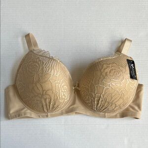 Vadalala Women's Floral Lace Bra - Beige
